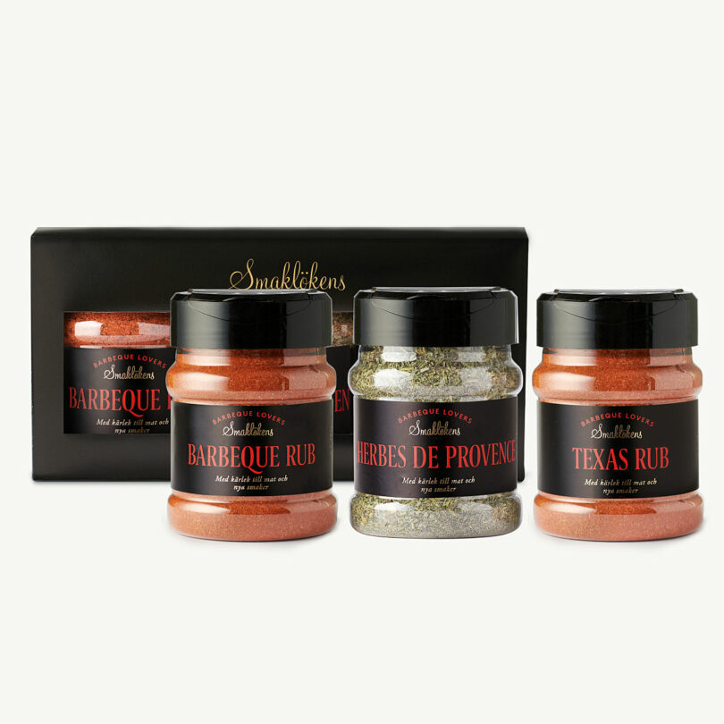 Smakloken Kryddor Bbq Rub 3pack Burkar Box Presentset